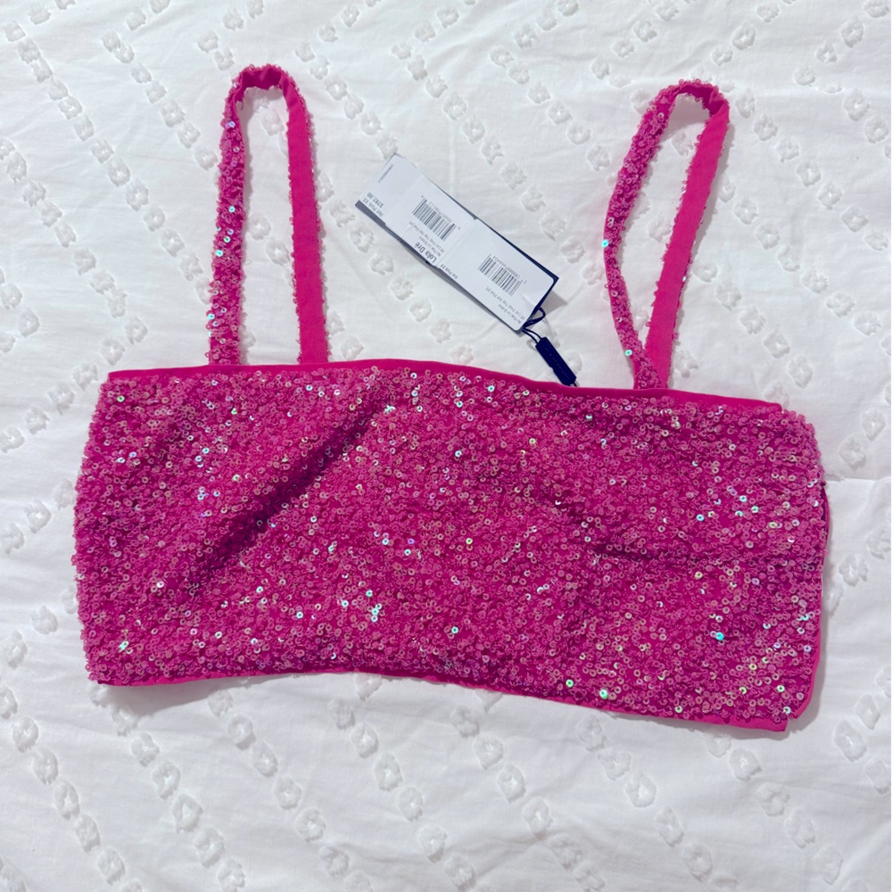 Hot pink sequin crop top brand new